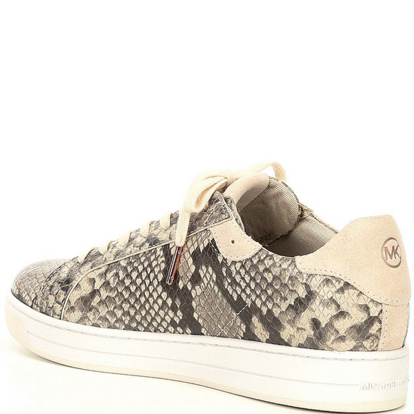 NEW Michael Kors Keating Lace-Up Light Sand Snake - Picture 4 of 7